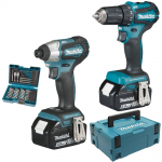 MAKITA DLX2220JX2 KIT 2 SCULE 18 V (DDF483Z + DTD155Z cu 2 acumulatori Li-Ion, de 3 Ah) + Set accesorii