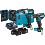 MAKITA DLX2423JX4 KIT 2 SCULE 18 V (DDF487Z + DTD157Z) cu 2 acumulatori Li-Ion, de 3 Ah + Accesorii + MakPac