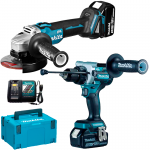 MAKITA DLX2430TJ Kit 2 scule 18V (DDF486Z + DGA504Z) cu 2 acumulatori Li-Ion LXT, de 5Ah + Makpac 4