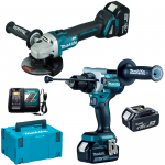 MAKITA DLX2434TJ Kit 2 scule 18V (DHP486Z + DGA506Z) cu 3 acumulatori Li-Ion LXT, de 5Ah + Makpac 4