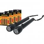 CROMWELL  Lanterna Super LED 2 x LED BLACK TORCHES C/W 4-PKSAA BATTERIES KIT