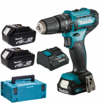 MAKITA HP333DNX10 Masina de gaurit cu percutie cu 1 acumulator Li-Ion, 12V, 2Ah, 30Nm + incarcator cu 2 porturi 12V-18V + MakPac +  2 acumulatori BL1850B, 18V LXT, 5Ah