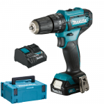 MAKITA HP333DNJ Masina de gaurit cu percutie cu 1 acumulator Li-Ion, 12V, 2Ah, 30Nm + incarcator cu 2 porturi 12V-18V + MakPac