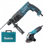 MAKITA HR2470 Ciocan rotopercutor SDS-plus 780 W, 2.4j + GA5030R Polizor unghiular 720 W, diametru disc 125