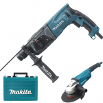 MAKITA HR2470 Ciocan rotopercutor SDS-plus 780W, 2.4J + GA9020  Polizor unghiular 2200 W, diametru disc 230