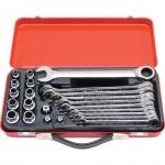 CROMWELL  Set de chei combinate cu clichet cu prize 10-19 mm RATCHET SPANNER &SOCKET SET 23PC