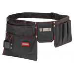 CROMWELL  Curea de scule reglabila cu buzunare Tool Belt, Polyester, Red/Black, 2 Pockets, 230x500 mm