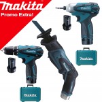 MAKITA Kit 3 Scule 10.8V cu 4 acumulatori Li-Ion (TD090DWE + HP330DWE + JR100DZ)