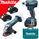 MAKITA DTD146RFE3 Masina de insurubat cu impact cu 3 acumulatori Li-Ion, 18V, 3Ah, 160Nm + DGA452Z Polizor unghiular (SOLO)