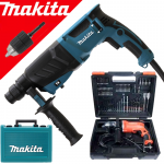 MAKITA HR2630X7 Ciocan rotopercutor SDS-plus 800W, 2.4J + Mandrina cu adaptor + MT817X100 Masina de gaurit cu percutie 430 W