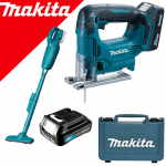 MAKITA JV183DWE Ferastrau pentru decupat cu 2 acumulatori Li-Ion, 18V, 1.3Ah + CL183DZ Aspirator Li-Ion, 18V fara acumulator in set (SOLO)