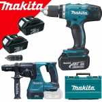 MAKITA DDF453RFE3 Masina de gaurit si insurubat cu 3 acumulatori Li-Ion, 18V, 3Ah, 42Nm + DHR243Z Ciocan rotopercutor brushless, cu acumulatori Li-Ion, 18V, 2J, fara acumulator in set (SOLO)