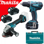 MAKITA DDF456RFE3 Masina de gaurit si insurubat cu 3 acumulatori Li-Ion, 18V, 3Ah, 50Nm + DGA504Z(FA) Polizor unghiular brushless, Li-Ion, 18V fara acumulator in set (SOLO) (Fara ambalaj)