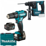 MAKITA HP333DSME Masina de gaurit cu percutie cu 2 acumulatori Li-Ion, 12V, 4Ah, 30Nm + HR140DZ Ciocan rotopercutor, Li-Ion, 12V, 0.9J (SOLO)