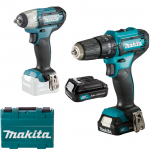 MAKITA HP333DSAE Masina de gaurit cu percutie cu 2 acumulatori Li-Ion, 12V, 2Ah, 30Nm + TW140DZ Masina de insurubat cu impact Li-Ion, 12V, 140Nm (SOLO)