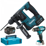 MAKITA HR140DSMJ Ciocan rotopercutor cu 2 acumulatori Li-Ion, 10.8V, 4Ah, 0.9J + Makpac + DF333DZ Masina de gaurit Li-Ion, 12V, 30Nm, fara acumulator in set (SOLO)