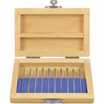 CROMWELL  Set de bavura invelita cu diamant cu caneluri de 3 mm DIAMOND COATED BURR SET3 mm SHANK (10 piese)