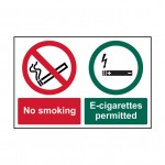 CROMWELL  Placuta de informare NO SMOKING / E-CIGARETTESPERMITTED 300x200 mm  S/ADH