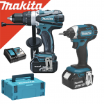 MAKITA DLX2145TJ Kit 2 scule 18V (DHP458Z + DTD152Z) cu 2 acumulatori Li-Ion LXT, de 5Ah + Makpac