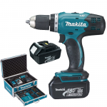 MAKITA DDF453RFX3 Masina de gaurit si insurubat cu 2 acumulatori Li-Ion, 18V, 3Ah, 42Nm + Set 96 accesorii