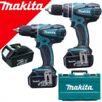 MAKITA DHP456RFE3 Masina de gaurit cu percutie cu 3 acumulatori Li-Ion, 18V, 3Ah, 50Nm + DDF456Z(FA) Masina de gaurit si insurubat Li-Ion, 18V, 50Nm (Fara ambalaj)