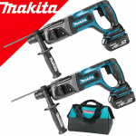 MAKITA DHR241Z(FA)X2 Kit 2 ciocane rotopercutoare cu 2 acumulatori Li-Ion, 18V, 5Ah, 2J + Geanta textil