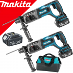 MAKITA DHR241Z(FA)X2 Kit 2 ciocane rotopercutoare cu 3 acumulatori Li-Ion, 18V, 5Ah, 2J + Geanta textil