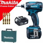 MAKITA DTD134RFX1 Masina de insurubat cu impact cu 2 acumulatori Li-Ion, 14.4V, 3Ah, 155Nm +  Set 4 capete insurubare impact gold