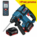 BOSCH GBH 18 V-EC  Ciocan rotopercutor brushless, cu 2 acumulatori Li-Ion, 4Ah, 1.7J + GLM 40 Telemetru cu laser