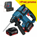 BOSCH GBH 18 V-EC Ciocan rotopercutor brushless, cu 2 acumulatori Li-Ion, 4Ah, 1.7J + GLL 2-15 Nivela laser cu linii