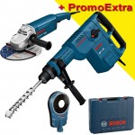 BOSCH GBH 11 DE Ciocan rotopercutor SDS-max 1500 W, 14.2 J + GWS 20-230 JH Polizor unghiular + GDE 162 Sistem de extractie a prafului