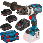 BOSCH GSB 18V-85 C (SOLO) Masina de gaurit cu percutie brushless Li-Ion, 85Nm + L-BOXX +  Set 3 acumulatori Li-Ion, 18V, 4Ah ProCore + Incarcator + L-BOXX 102