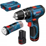 BOSCH GSB 10.8-2-LI + GLI 10.8 Masina de gaurit cu percutie cu 2 acumulatori Li-Ion, 2Ah, 30Nm + Lampa + L-BOXX