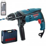 BOSCH GSB 1600 RE Masina de gaurit cu percutie 701 W + Set 4 burghie + Valiza