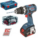 BOSCH GSB 18 V-EC  Masina de gaurit cu percutie brushless, cu 2 acumulatori Li-Ion, 5Ah, 50Nm + L-BOXX