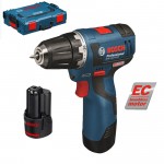 BOSCH GSR 12V-20 Masina de gaurit si insurubat cu 2 acumulatori li-Ion, 2Ah, 20Nm + L-BOXX