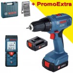 BOSCH GSR 1440-LI Masina de gaurit si insurubat cu 2 acumulatori Li-Ion, 1.5Ah, 30Nm + Set 25 biti + GLM 40 Telemetru cu laser