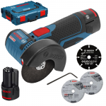 BOSCH GWS 12V-76 Polizor unghiular brushless, cu 2 acumulatori Li-Ion, 2.5Ah + L-BOXX