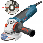 BOSCH GWS 19-125 CIST Polizor unghiular 1900 W, diametru disc 125 +  DISC TAIERE INOX 125x1 (25 Bucati)