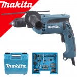 MAKITA HP1641X100 Masina de gaurit cu percutie 680 W + Set accesorii (74 buc)