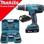 MAKITA HP457DX100 Masina de gaurit cu percutie cu 2 acumulatori 18 V, 1,3 Ah, 38 Nm + Set 74 Accesorii