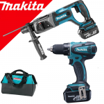 MAKITA DHR241Z(FA) + DDF456Z(FA) Kit 2 scule cu 2 acumulatori Li-Ion, 18V, 5Ah + Geanta textil