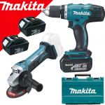 MAKITA DDF453RFE3 Masina de gaurit si insurubat cu 3 acumulatori Li-Ion, 18V, 3Ah, 42Nm + DGA452Z Polizor unghiular Li-Ion, 18V fara acumulator in set (SOLO)