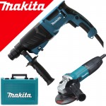 MAKITA HR2630 Ciocan rotopercutor SDS-plus 800W, 2.4J + GA5030R Polizor unghiular 720 W, diametru disc 125