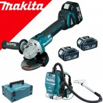 MAKITA DGA504RT3J Polizor unghiular brushless, cu 3 acumulatori Li-Ion, 18V, 5Ah + DVC260ZX Aspirator tip rucsac Li-Ion, 2x18 V fara acumulator in set (SOLO)