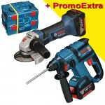 BOSCH GBH 18 V-EC + GWS 18-125 V-LI Ciocan rotopercutor brushless + Polizor unghiular cu 2 acumulatori Li-Ion, 4 Ah, + 2 x L-BOXX