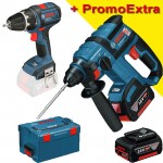 BOSCH GBH 18 V-EC + GSR 18 V-LI Ciocan rotopercutor brushless, cu 2 acumulatori Li-Ion, 4Ah + Masina de gaurit si insurubat 67Nm + L-BOXX 238