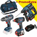 BOSCH KIT 3 scule 18 V (GBH 18 V-EC/GSR 18 V/GDX 18 V) cu 2 acumulatori Li-Ion, 4 Ah, in geanta de scule Bosch Professional